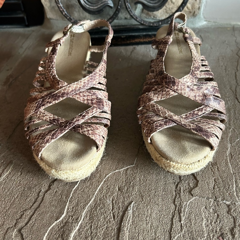 Naturalizer Wedge Brown Snake Sandals